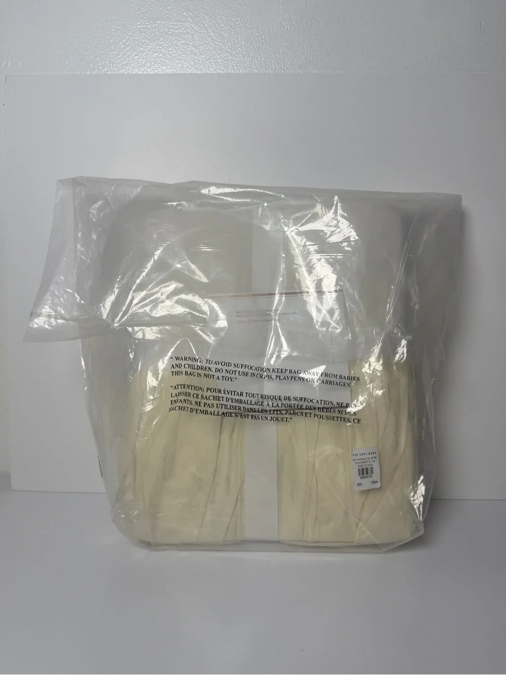 NWT Pottery Barn Voile Cotton Bed Skirt in Ivory Full